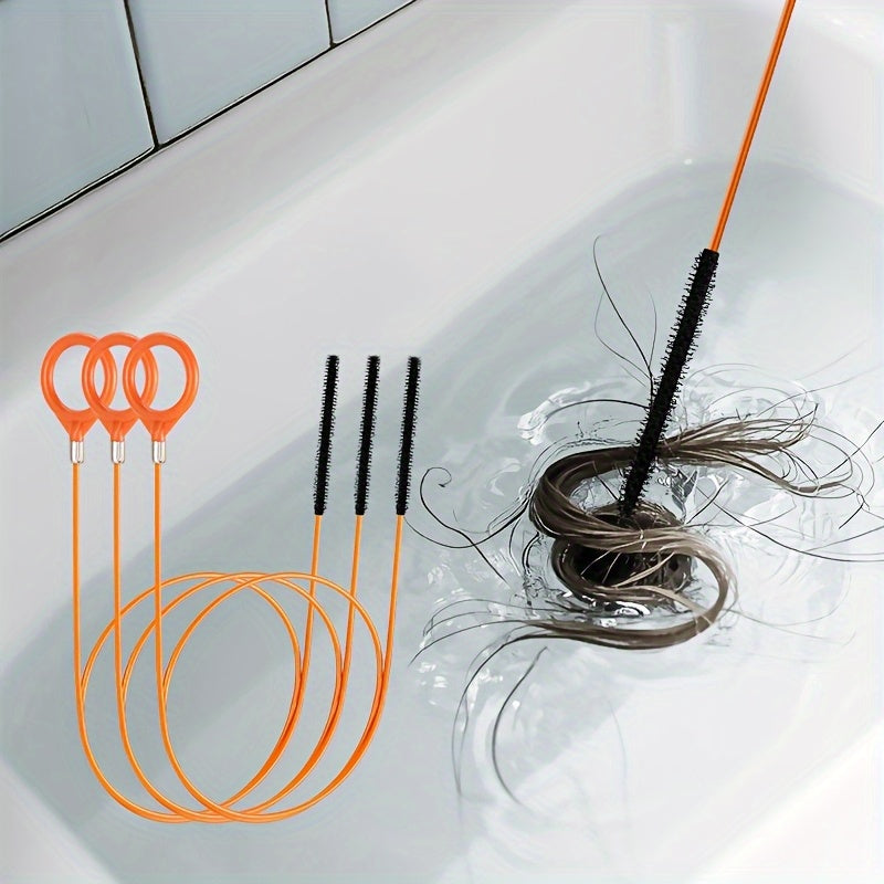 [Extra-Long Drain Hook] 1pc / 3pcs Extra-Long Stainless Steel Drain Hook with Nylon Coating — Suitable for Bathroom Sinks, Bathtubs, and Showers