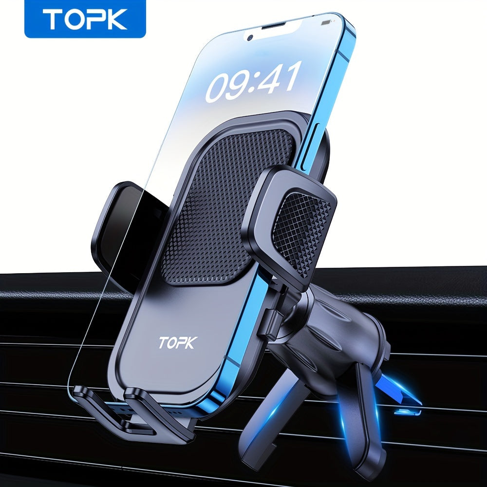 D40-S Heavy-Duty Car Phone Holder Mount with Metal Hook - Compatible with All Cars, Air Vent Installation, Adjustable Grip, Non-Slip Surface
