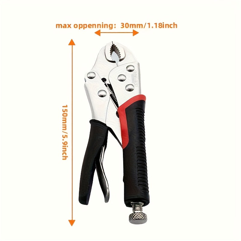 DELIXI ELECTRIC 6/7inch Locking Pliers Wire Cutters Premium Cr-V Construction Curved Jaw Locking Pliers with Wire Cutter Fit, Compact and Portable, for Clamping Twisting Welding