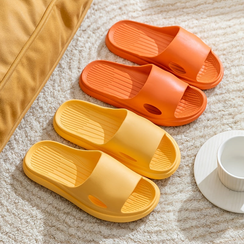 Home Relaxation, Summer EVA Slides - Lightweight, Non-Slip Indoor/Outdoor Slide Sandals in Yellow, Orange, And Black for Home, Bathroom, And Spa Use, Indoor Slippers