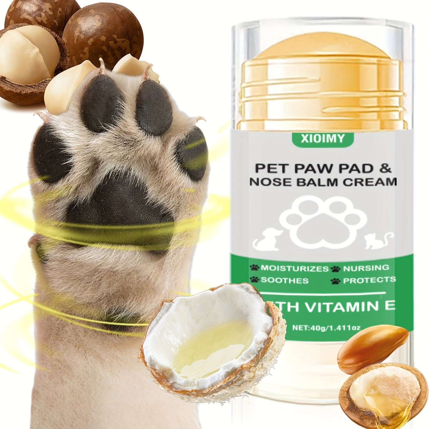 1.411Oz Moisturizing Stick for Pets' Noses And Paw Pads, Suitable for Cats And Dogs, Portable, Highly Moisturizing, Deeply Nourishing, Improves Dryness, Cares for Your Pet'S Nose And Paw Pads, Suitable for Both Cats And Dogs, Without Battery