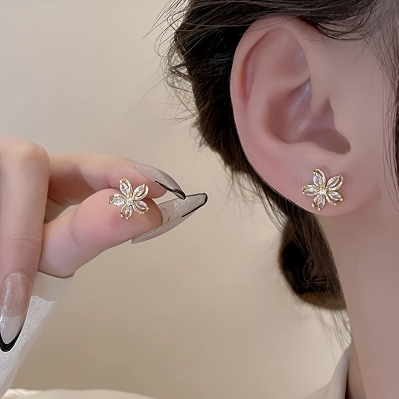 Cubic Flower Stud Earrings, Sister Gift, Women's Gift, Jewelry Pendant