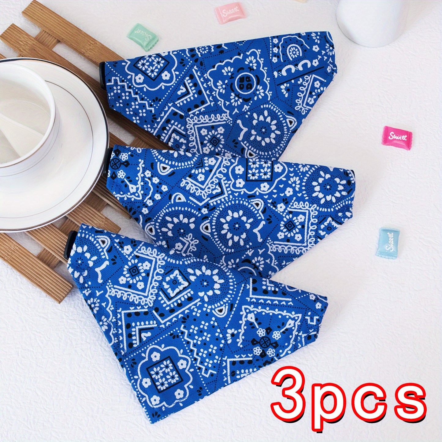 Adorable Floral Print Pet Bandana - Stylish Accessory for Tiny Paws (Under 15lbs) - Breathable & Easy to Wear