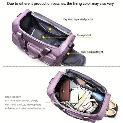 Unisex Large Capacity Travel Bag Luggage Nylon Sports Gym Tote Bags for Women Weekender Overnight Duffle Bag with Shoe Compartment