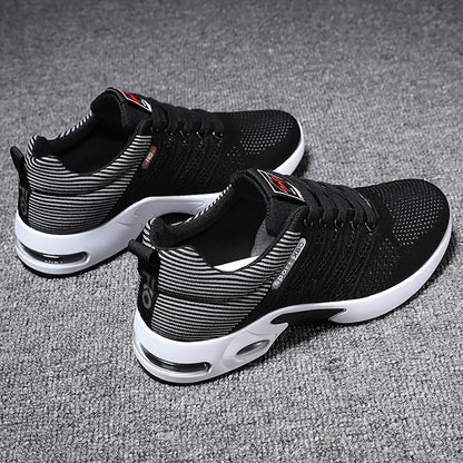 Breathable And Comfortable Men'S Sports Shoes, Featuring Stylish Woven Knit, Shock Absorption, Slip Resistance, Mid-Top Lacing, Suitable for All Four Seasons, Outdoor Sports, And Jogging