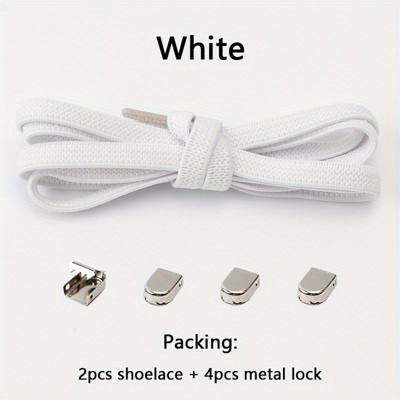 [Elastic Shoe Laces] Stretchy Elastic Shoe Laces for Sneakers | Adjustable Flat Shoelaces with Metal Aglets, Perfect for Casual Footwear, Casual Shoelaces | No Tie Polyester & Spandex