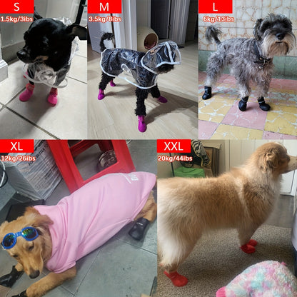 Pet silicone rain boots non-slip waterproof wear-resistant soft bottom can not drop dog shoes small dogs and cats Teddy rain boots