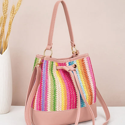 Woven Bucket Bag for Women, Perfect for Summer with a Hollow Design, Suitable for Casual Outings And Beach Trips