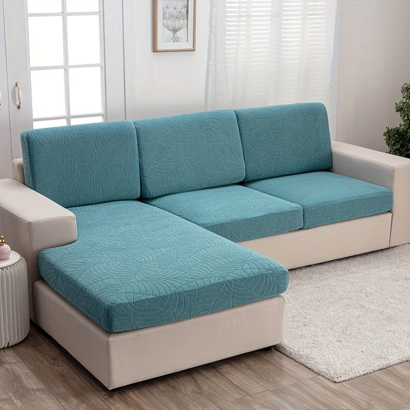 1pc Large Leaf Jacquard Sofa Cover, Suitable for All Seasons, Easy Modern Sofa Cover, Cat Scratch Resistant, Stretchable, Washable, Durable Elastic Sofa Cover for Bedroom, Office, Living Room Home Decor, Furniture Protection Cover