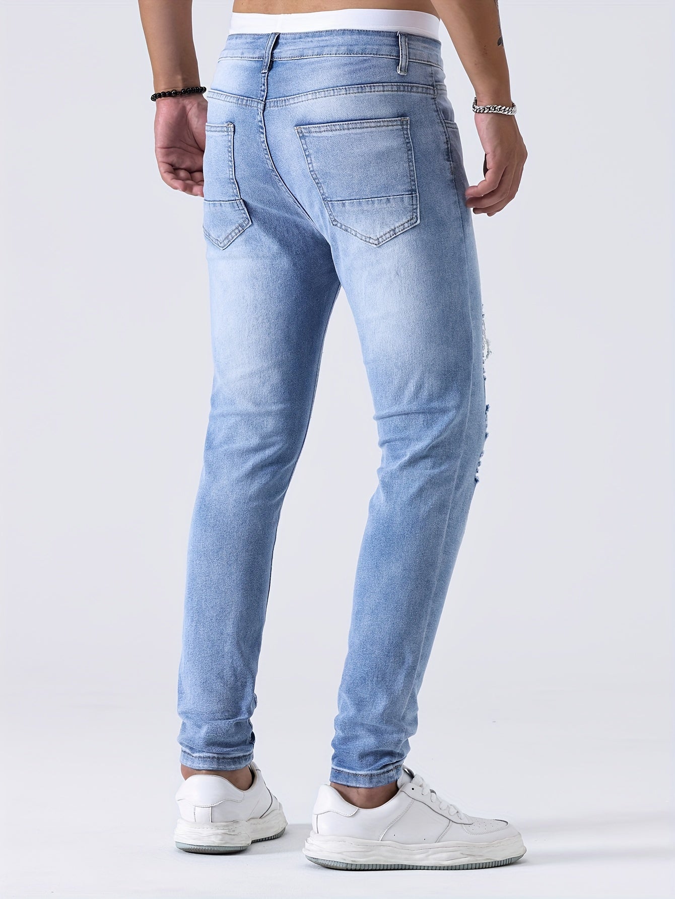 European and American Stretch Ripped Skinny Jeans