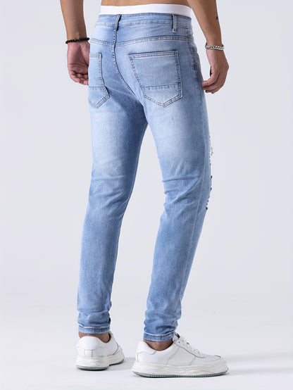 European and American Stretch Ripped Skinny Jeans