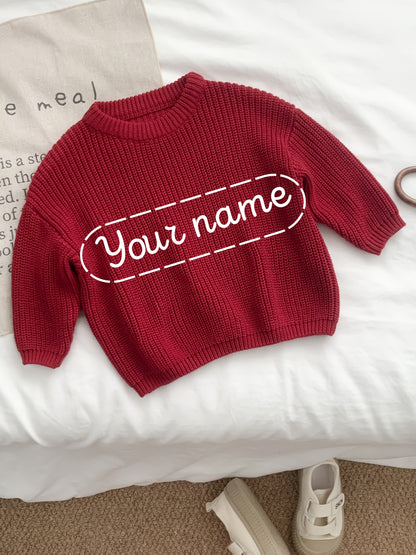 Girls' Casual Sweater with Personalized Name on Chest Area, Customizable, Perfect for Holiday Gifts