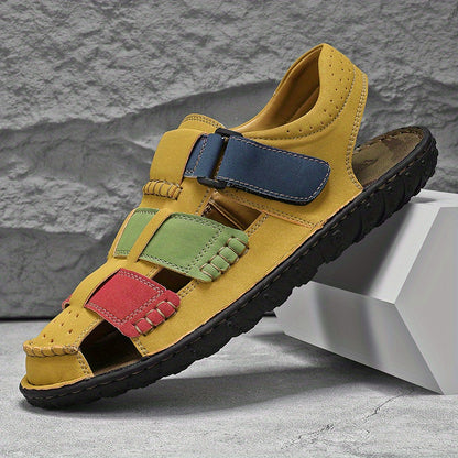Men's Quick- Outdoor Sandals - Multi-Color Vibrant Hiking Shoes with Toe Protection & Wide Toe Box | Multi-Terrain Adventure Sandals for Beach/Trails/Daily Wear | Lightweight Breathable & Shock-Absorbing |