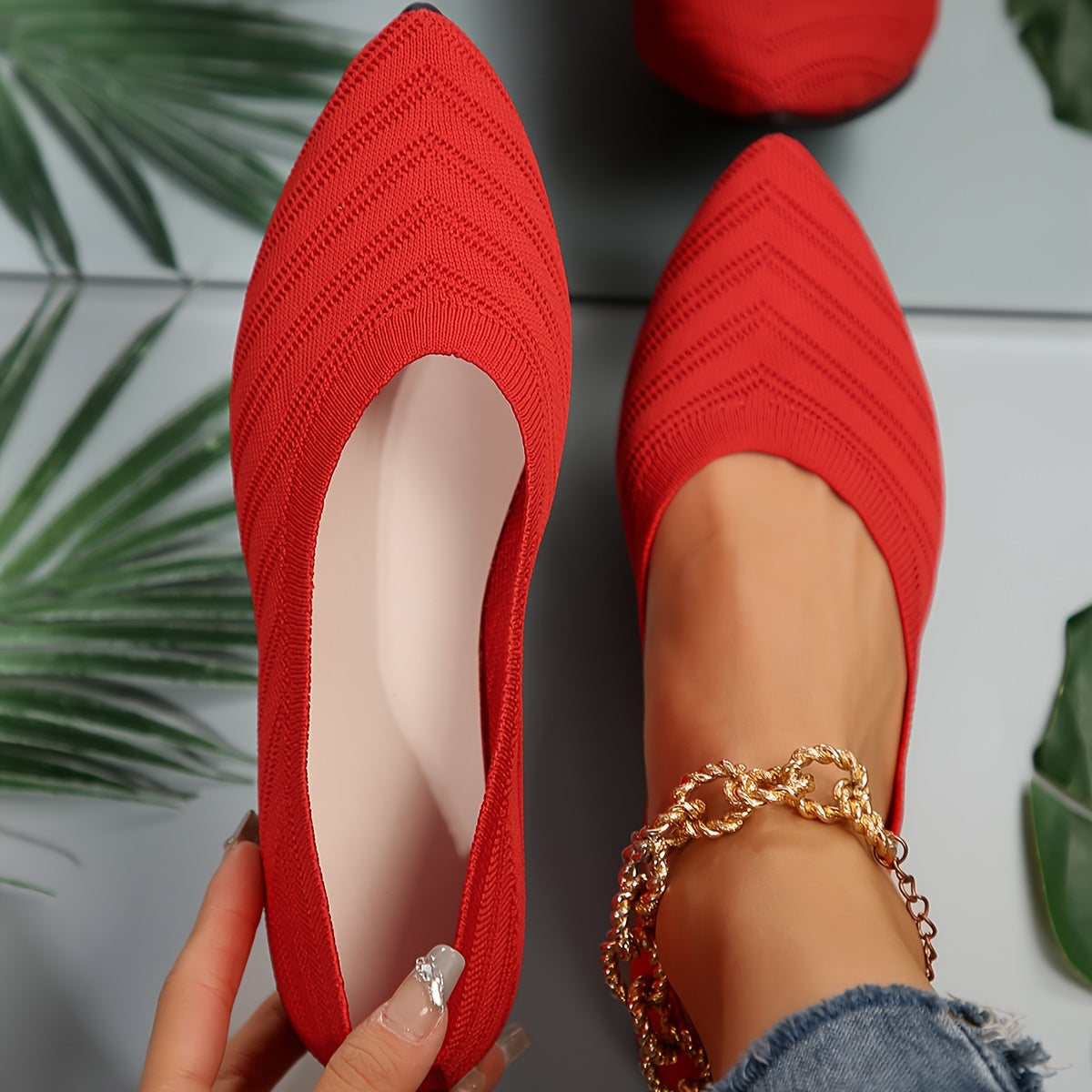 Cross-Border Women'S Fashionable Casual Pointed Flats, Women Shoes