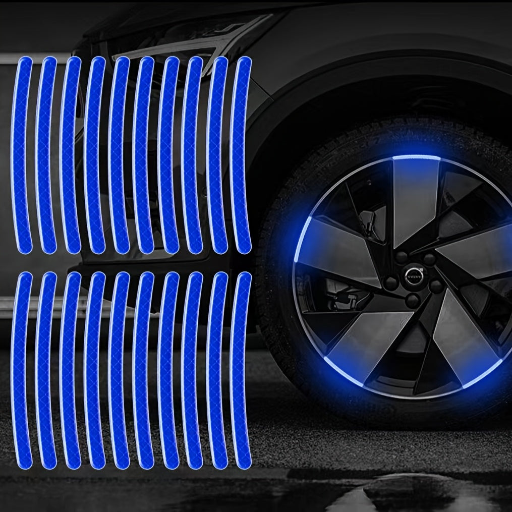 20 Reflective Wheel Stickers - Luminous Rim Decals That Enhance Safety, Suitable for Cars, Motorcycles, And Bicycles