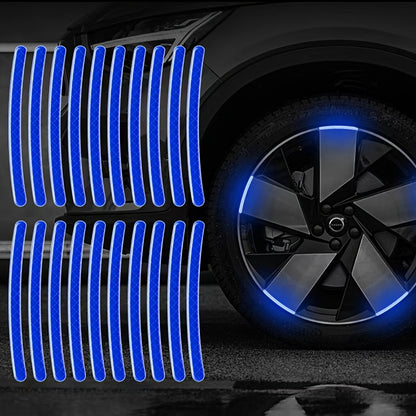 20 Reflective Wheel Stickers - Luminous Rim Decals That Enhance Safety, Suitable for Cars, Motorcycles, And Bicycles