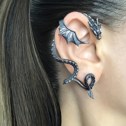 [Bohemian Style] Bohemian Winged Dragon Shape Pierced Earrings | Fashionable Retro Style | Party Gift