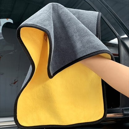 Thickened Ultra-Fine Microfiber Car Cleaning Cloth - Absorbent Towel, Suitable for Car Windows, Interior And Exterior, Yellow And Black Design, Perfect for Car Washing And Maintenance
