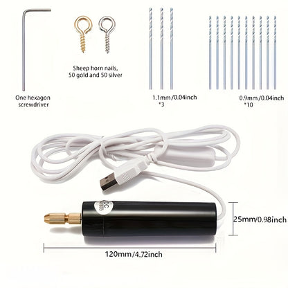 [Mini Electric Drill Bits Kit] 5pcs/115pcs Mini Electric Drill Handheld Drill Bits Kit Epoxy Resin Jewelry Making Wood Craft Tools 5V USB Plug Screwdriver Tool Kit