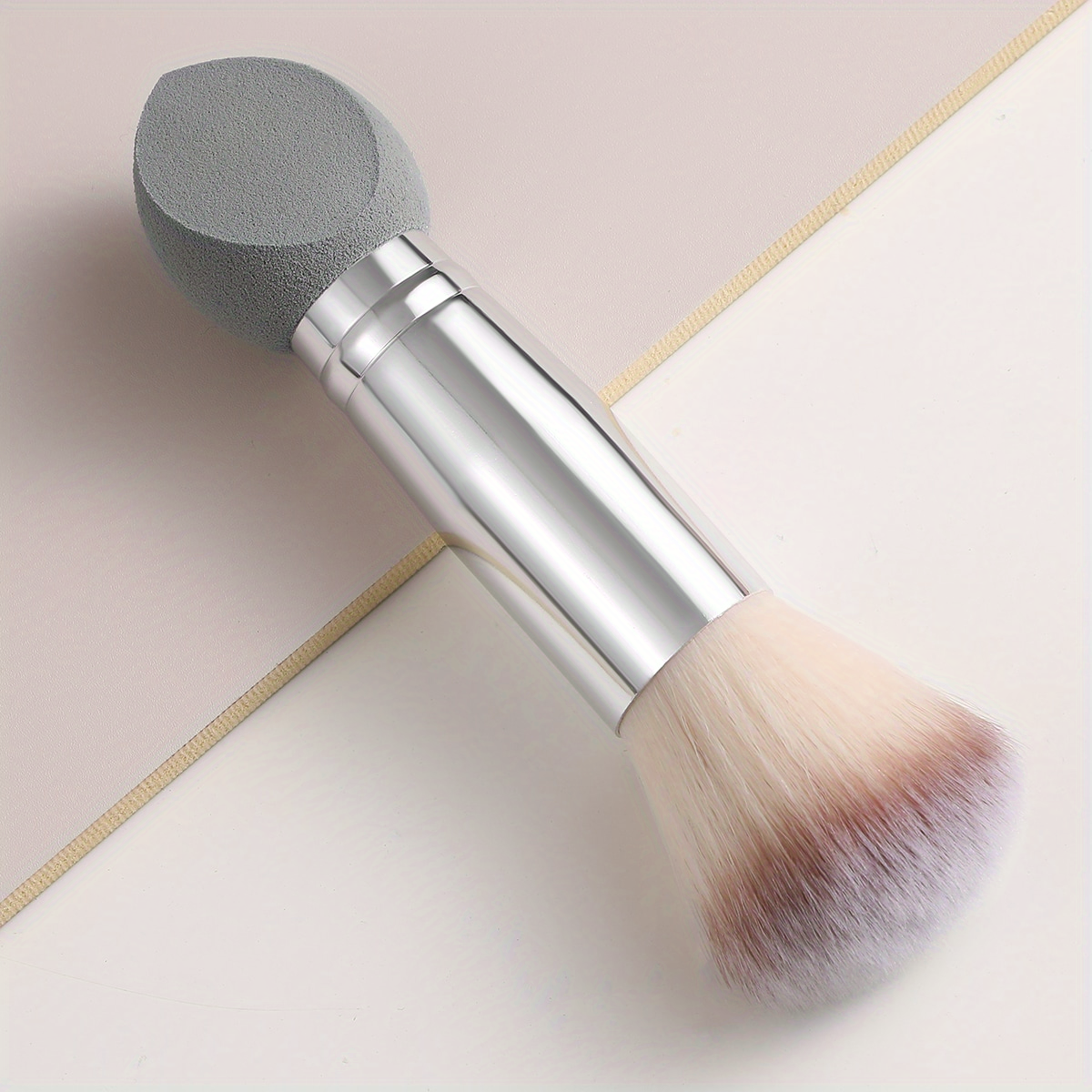 [Double-ended Purple] Set Of 1/3 Double-ended Purple Makeup Sponge + Makeup Brush