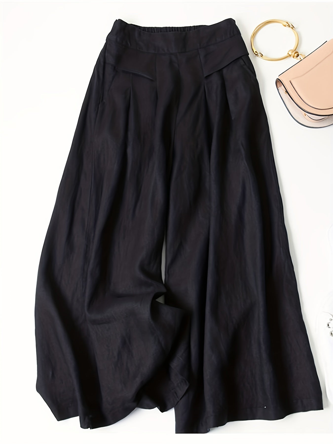 Linen Wide-Leg Ankle Pants, Breathable Thin Loose Linen Skirt Pants, Ethnic Style Vintage Trousers