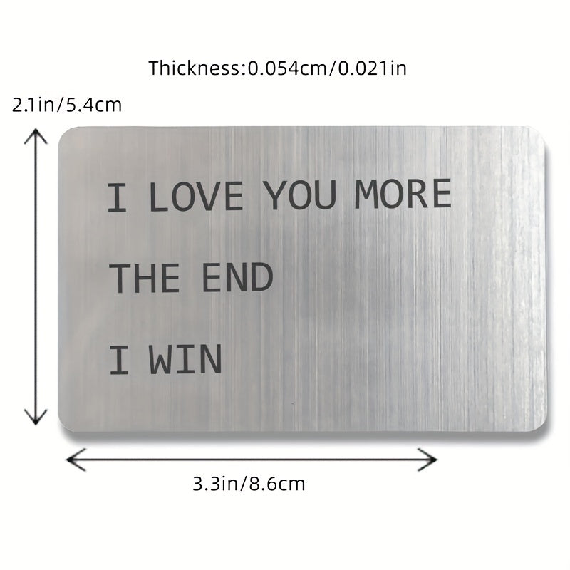 Valentine's Day gift 1pc Anniversary Wallet Insert for Men, Novelty Wallet Card Gift, I Love You More, Engraved Keepsake for Him