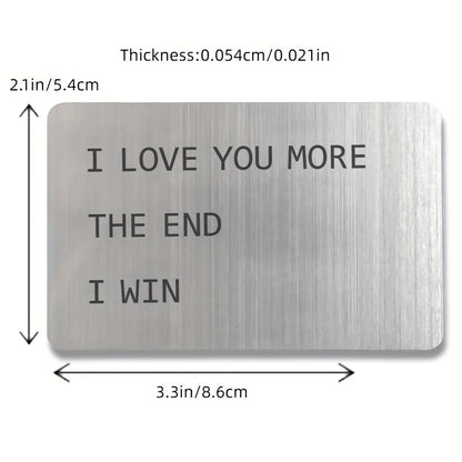 Valentine's Day gift 1pc Anniversary Wallet Insert for Men, Novelty Wallet Card Gift, I Love You More, Engraved Keepsake for Him