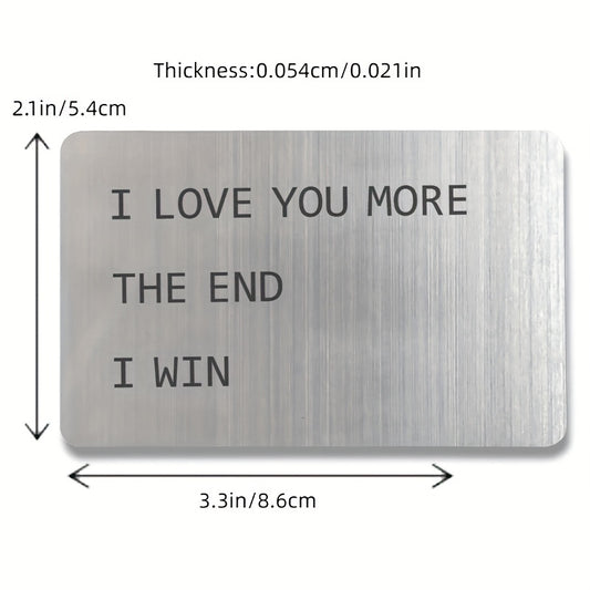 Valentine's Day gift 1pc Anniversary Wallet Insert for Men, Novelty Wallet Card Gift, I Love You More, Engraved Keepsake for Him