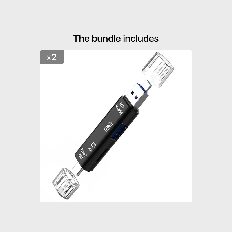 5-In-1 Multifunctional USB 2.0 Type C/Usb/Micro USB/TF/SD Memory Card Reader OTG Adapter for Mobile Devices.