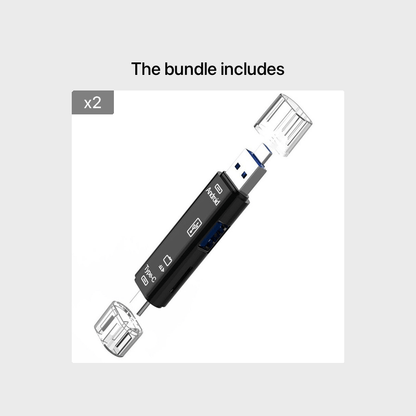 5-In-1 Multifunctional USB 2.0 Type C/Usb/Micro USB/TF/SD Memory Card Reader OTG Adapter for Mobile Devices.