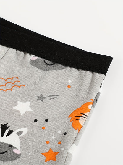Random 10pcs of Boys' Boxer Briefs with Cartoon Animal Print, Elastic And Comfortable Boys' Underwear