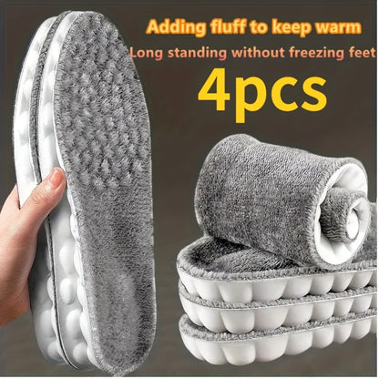 4pcs Winter Warm Plush Insoles for Women Men Thicken Thermal Shoe Pad Sports Inserts Soft Snow Boots Insole