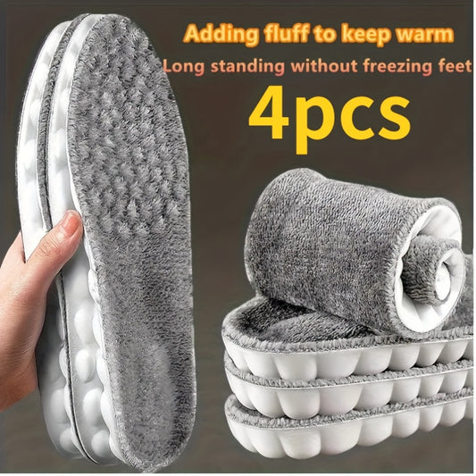 4pcs Winter Warm Plush Insoles for Women Men Thicken Thermal Shoe Pad Sports Inserts Soft Snow Boots Insole