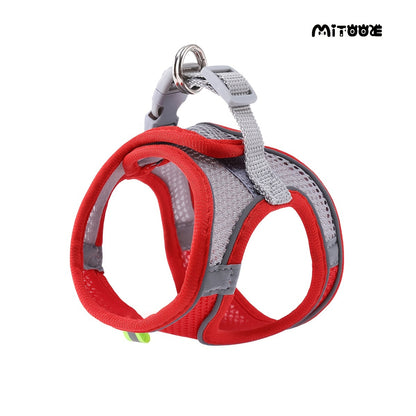 MiTOOE 1pc Soft Breathable Mesh Escape-Proof Adjustable No-Pull Reflective Vest Harness for Small Dogs & Cats - Comfortable Safe Walking Harness with Grid Pattern, Multi-Color Options, Small Breathable Dog Harness