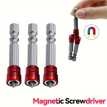 1/4pcs Magnetic Screwdriver Bits Set, PH2 Phillips Head, 1/4 Inch Hex Shank, Metal Alloy Steel, Screw Holder Ring, for Electric Screwdriver Kit, Home Tools (1.89In Length)