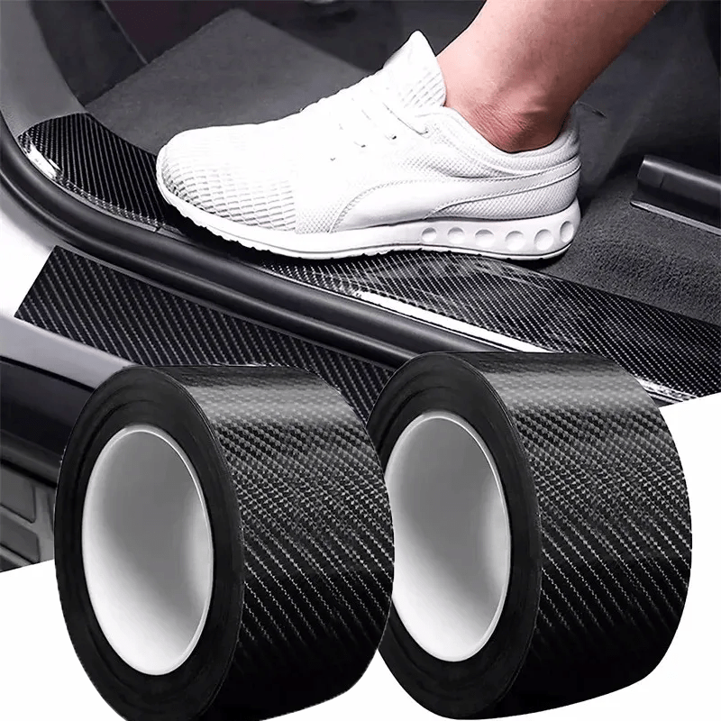 1 Roll of 3D Nano Carbon Fiber Door Anti-Collision Strip, Waterproof And Scratch-Resistant PVC Adhesive, Universal Fit Anti-Collision Film, Black Color, Vehicle Door Protection, Smooth Design, Durable Protection, Door Protection Strip