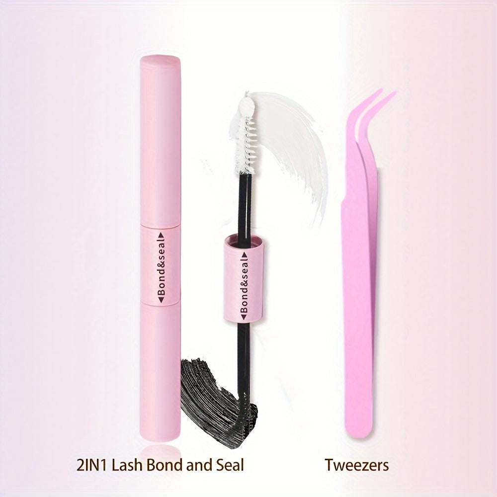2 in 1 Lash Bond/Seal Glue for Cluster Lashes/Super Strong Hold 72 Hours/Latex-Free Waterproof/Sensitive Eyes/Home Use/False Eyelashes/Black Eyelash Extensions