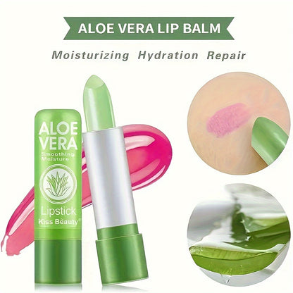 Aloe Vera Thermochromic Lipstick, Healthy and Moisturizing Color-Changing Lip Balm, Fade-Resistant