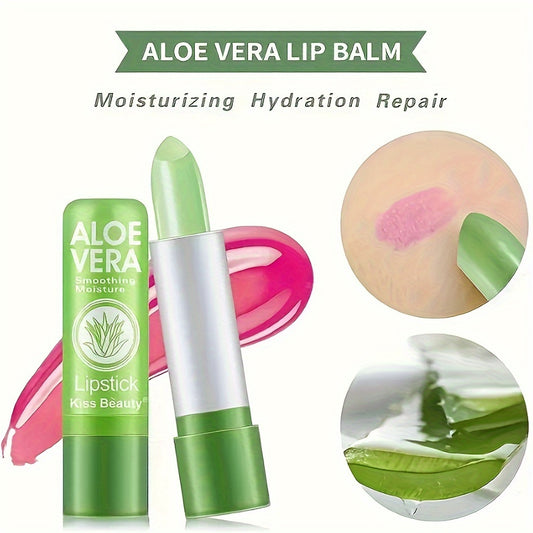 Aloe Vera Thermochromic Lipstick, Healthy and Moisturizing Color-Changing Lip Balm, Fade-Resistant
