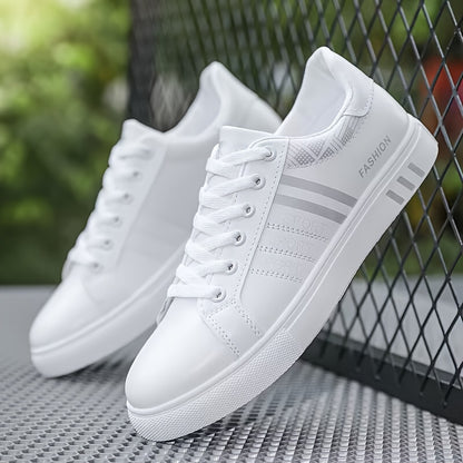 Men's Fashion Striped Low-top Skateboard Shoes, Comfortable Non-slip Lace-up Casual Sports Shoes, Suitable for Men's Outdoor Activities
