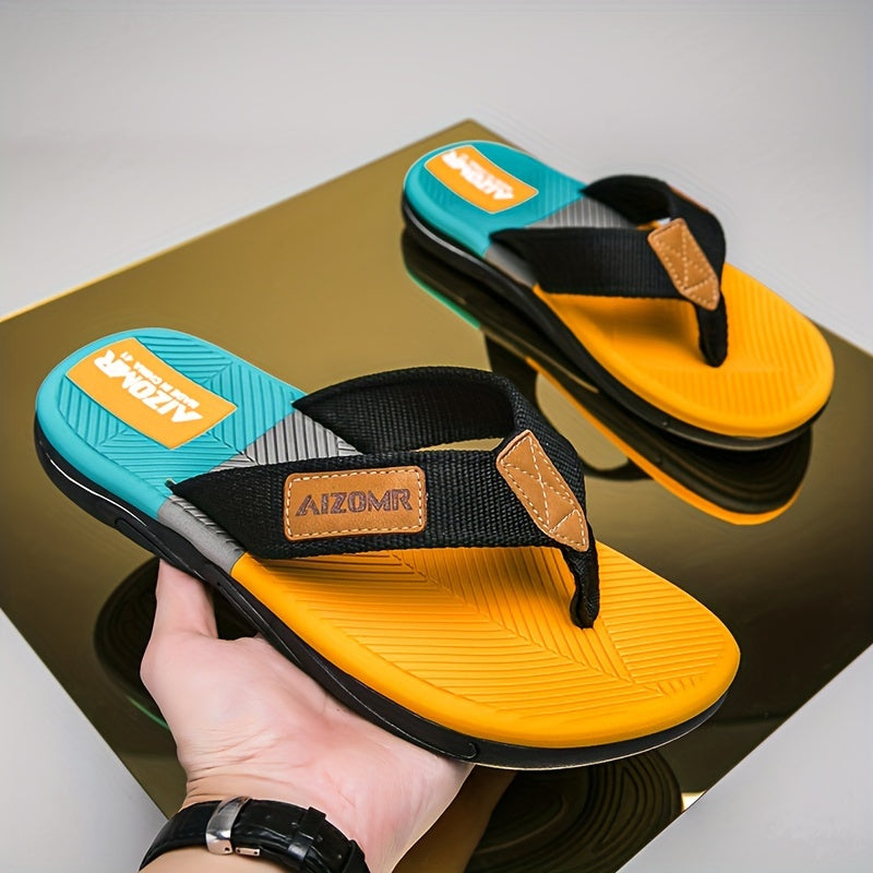 Summer Men's Sandals Trend Match Color Anti-slip Anti-odor Soft Sole Fashion Wear Cloth Belt Flip-flops Men