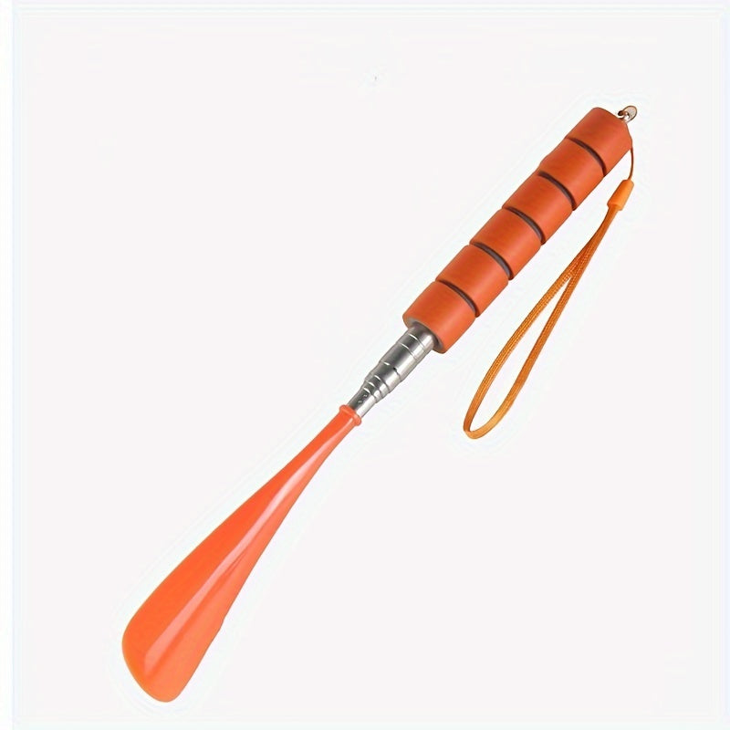 Stainless Steel Telescopic Shoe Horn, Extendable Long Handle Shoehorn with Non-Slip Grip, Adjustable Length, Portable Design with Lanyard, Easy Footwear Assistance Tool