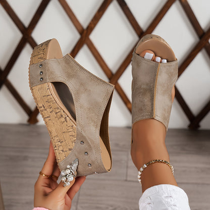 Comfortable And Elegant Retro Platform Wedge Sandals for Women, Easy to Slip On., Women Shoes