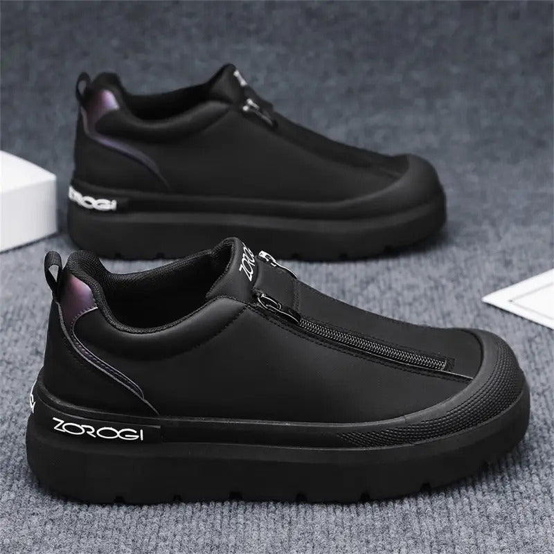 Men's Business Shoes: Comfortable, Anti-slip and Durable Lace-up Work Shoes, Men's Lace-up Couple Style Thick-soled Soft-soled Sports Shoes- Comfortable All Year Round, Black Walking Shoes for Casual Wear, Thickened Version Men's Shoes