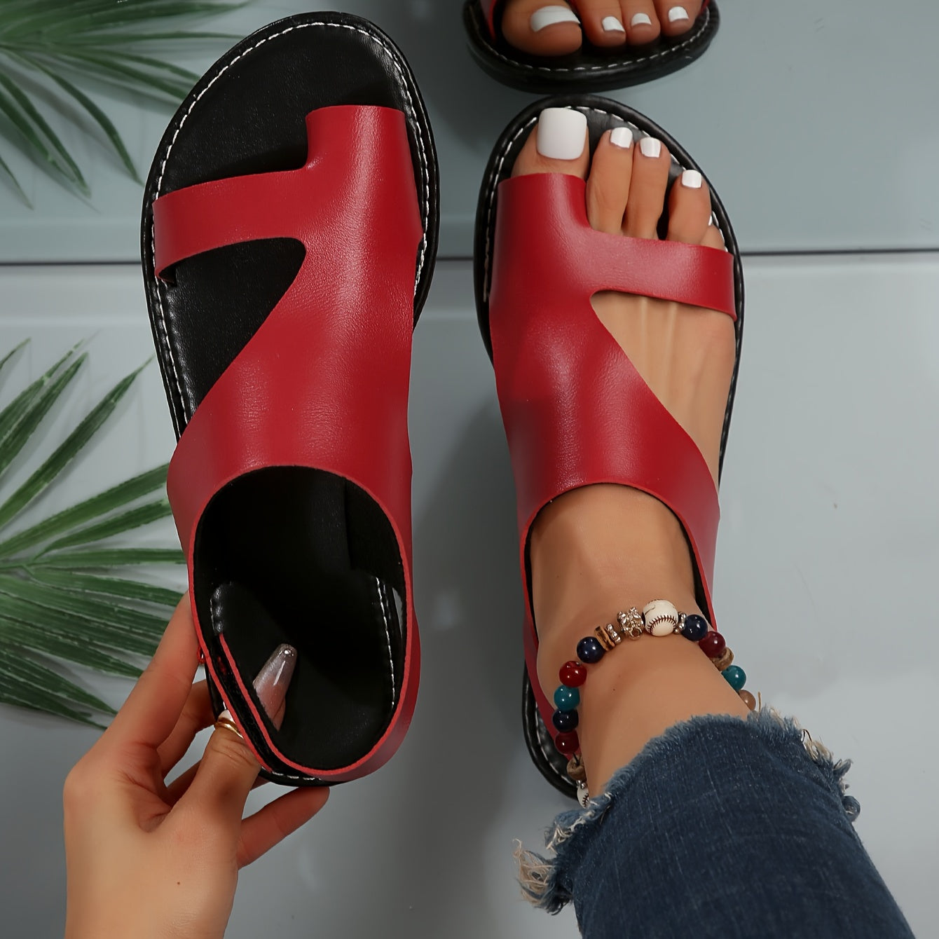 European Size New Arrival Plus Size Women's Flat Sandals Beach Slippers for Summer, Women Shoes