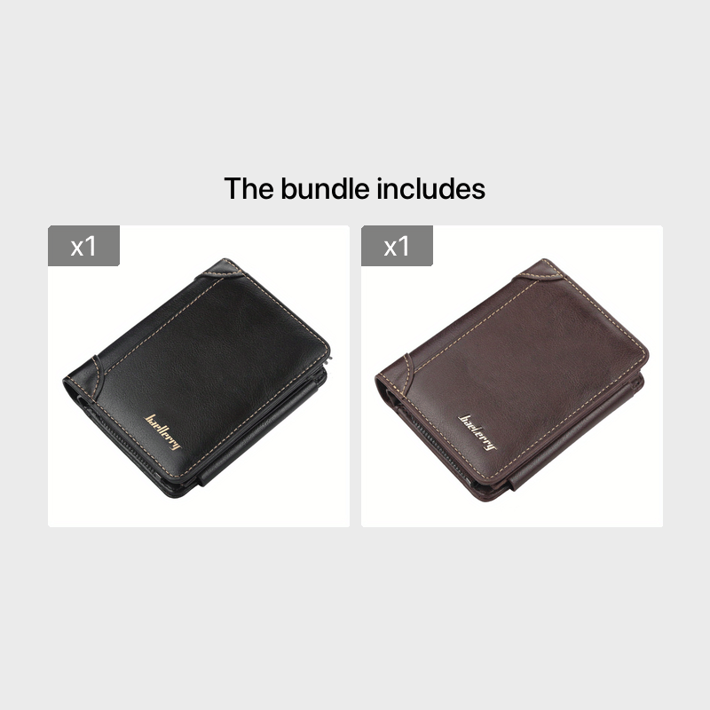 [Tri-Fold Wallet] Men's Wallet | 13 Card Slots | Faux Leather | Tri-Fold Buckle, Zipper Coin Purse | Short Vintage Style
