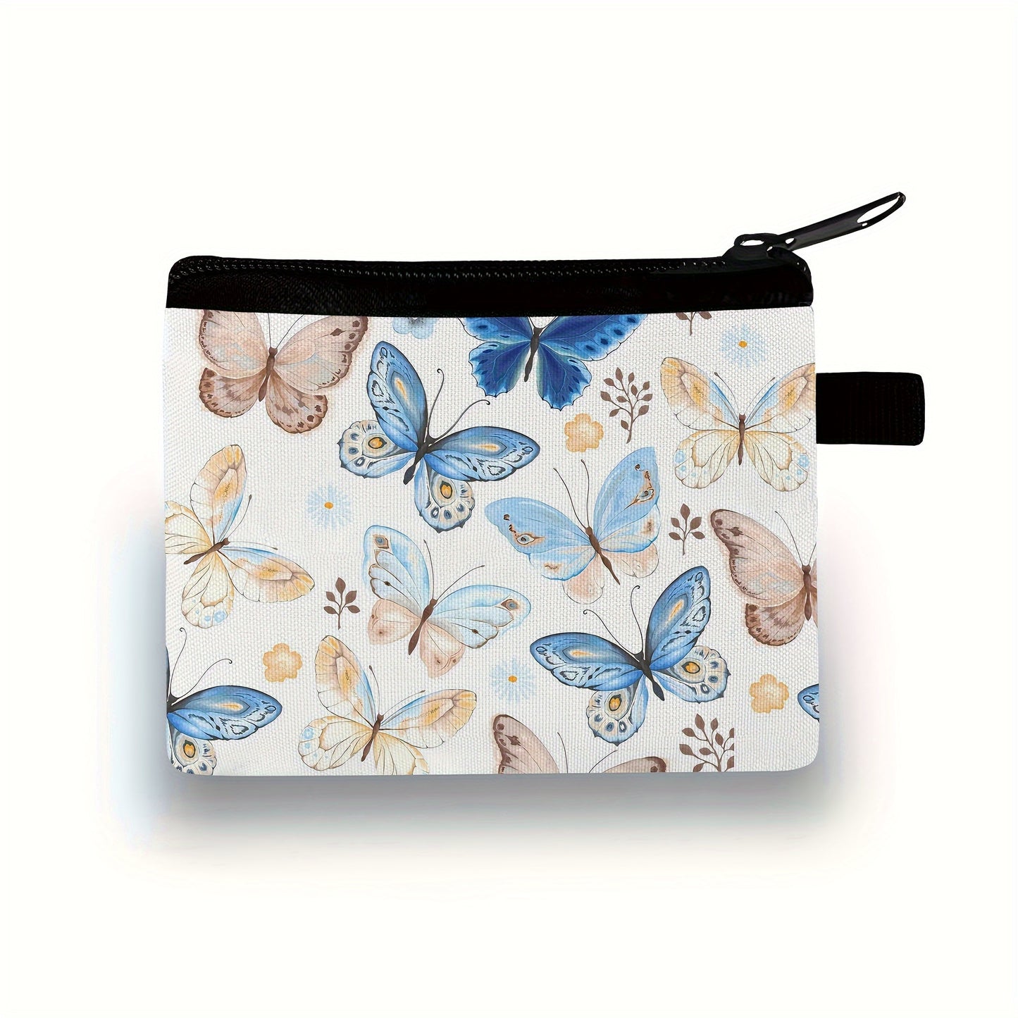 [Butterfly Print Handbag] Butterfly Print Handbag - Cute Zipper Coin Purse with Key Card Holder, Compact Wallet for Travel, Everyday Use - ( & )