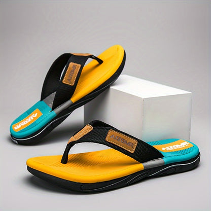 Summer Men's Sandals Trend Match Color Anti-slip Anti-odor Soft Sole Fashion Wear Cloth Belt Flip-flops Men