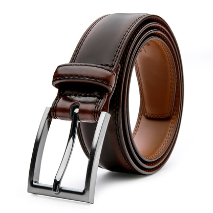 [Classic Leather Belt] Classic & Fashion Men's Leather Belt | Single Prong Buckle for Jeans, Pants, Work & Business - Gift for Dad & Husband