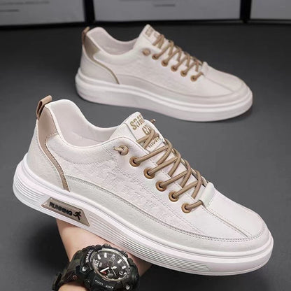 New Men'S Breathable White Sneakers, Trendy And Versatile with Thick Soles, Suitable for Sports And Casual Wear